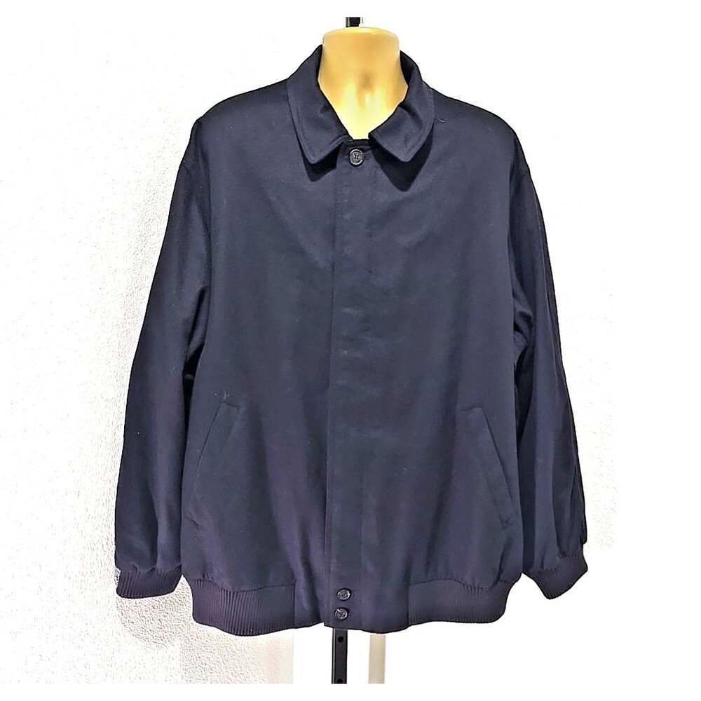 Jos A Bank 100% Cashmere Bomber Jacket Blue XXL Quilted Quiet Luxury Old Money